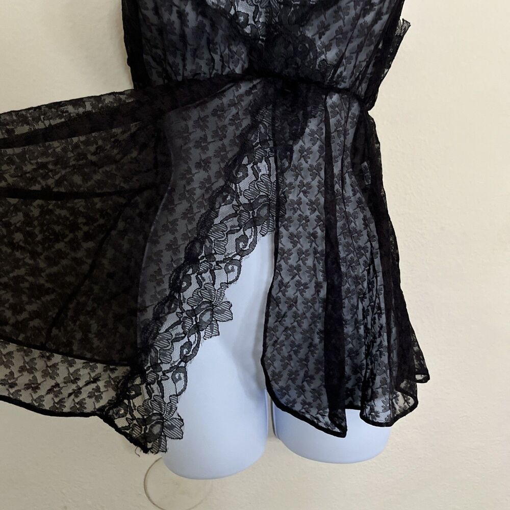 Vintage Womens Lace Cami Union Made Black Spaghetti Strap Babydoll Y2K Top SZ S - Picture 4 of 8